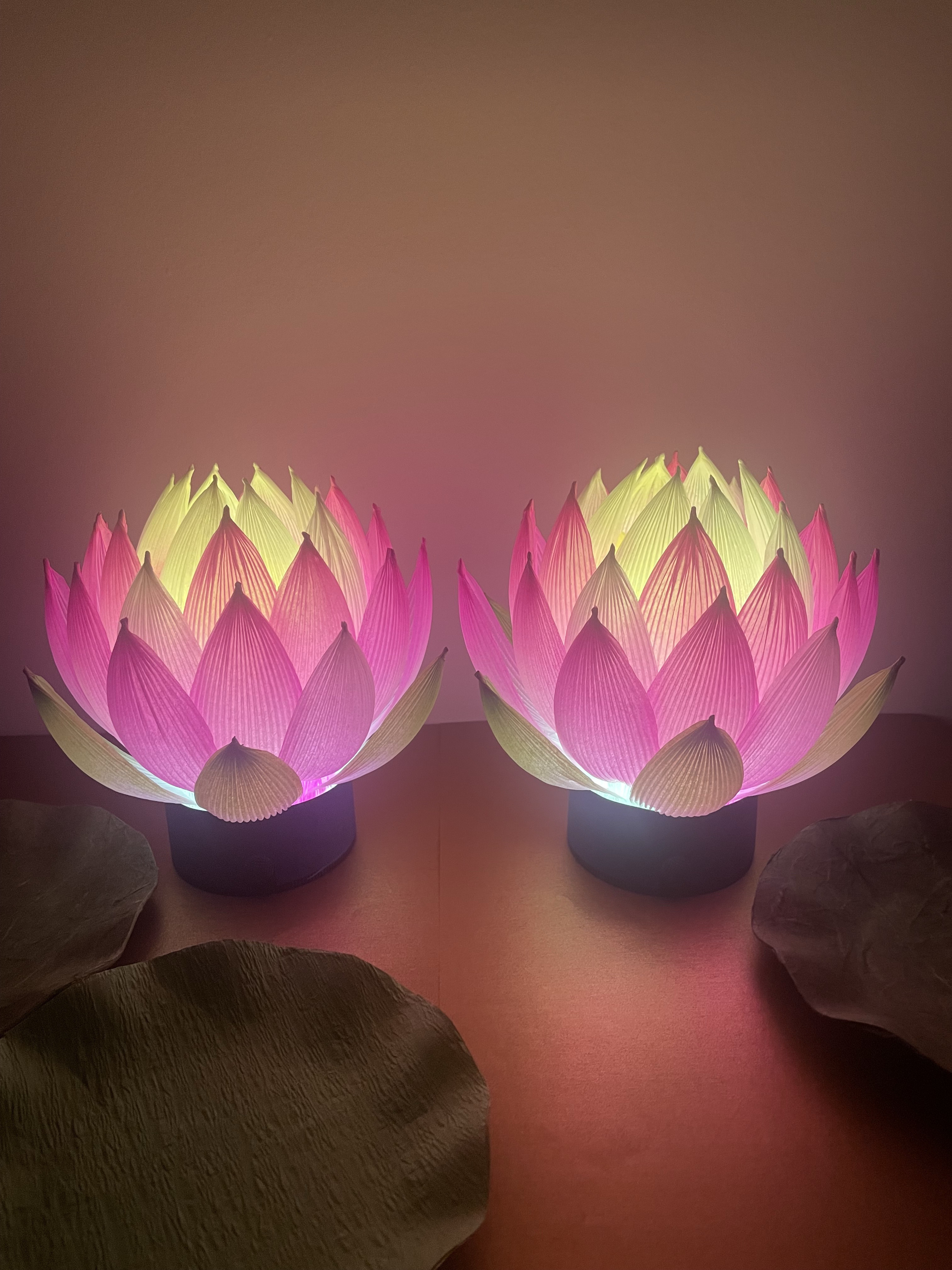 星蓮-セレン- ピンク　おふたつ　蓮の花　韓国　ランプ　仏壇　灯籠　仏花　お盆　インテリア　彼岸　法事　葬式　法要　初盆