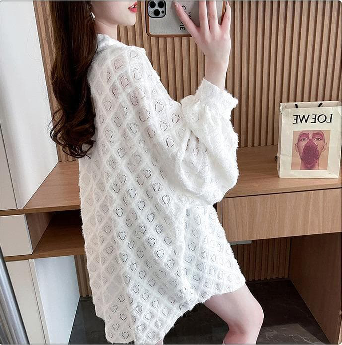 トップス　シアー　ハート柄　大きいサイズ レディース 春夏 秋 新品 長袖