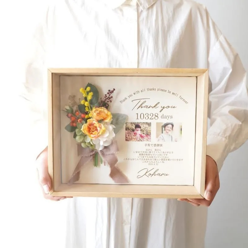 人気【子育て感謝状】リボンブーケ　アーティフィシャルフラワー