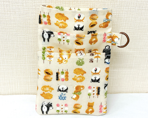 人気】ラミネート生地ナースポケット☆オーガナイザー☆柴犬♪和菓子