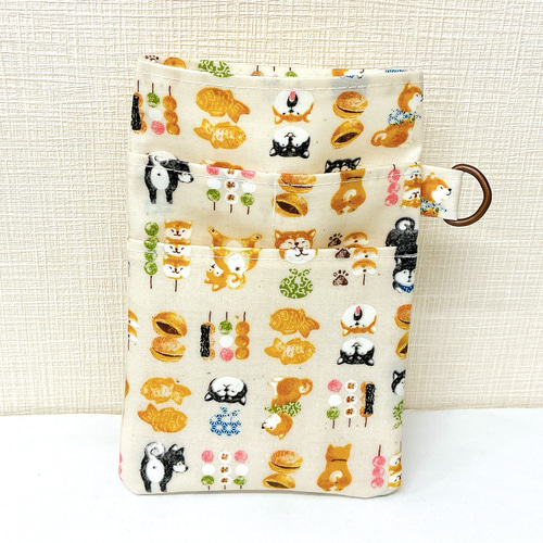 人気】ラミネート生地ナースポケット☆オーガナイザー☆柴犬♪和菓子