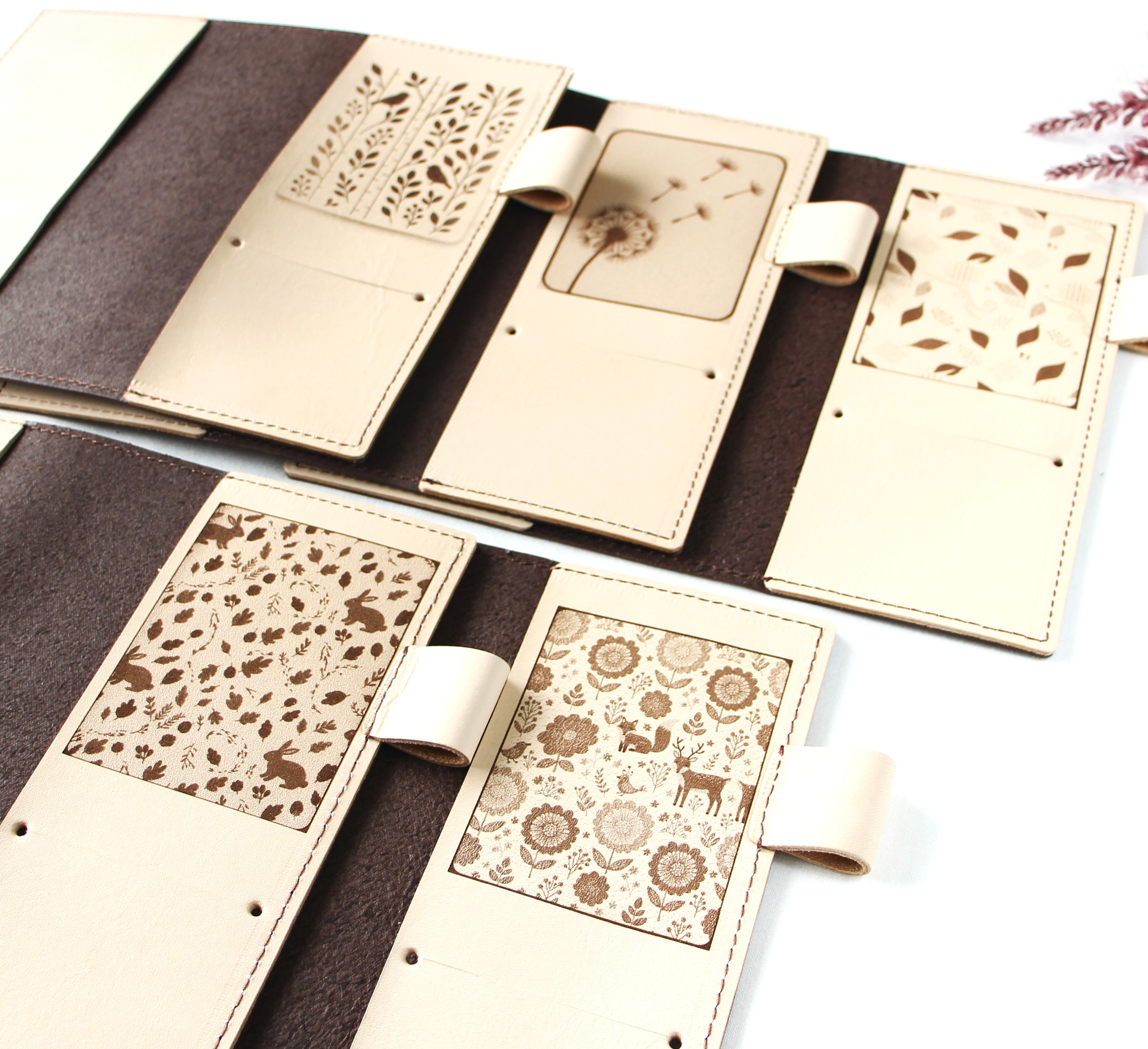 ✻ほぼ日 weeks カバー✻ 【レーザー彫刻・５つの絵柄から選べる】バイカラー✻ 牛革 ✻ 手帳カバー ✻ MEGAも