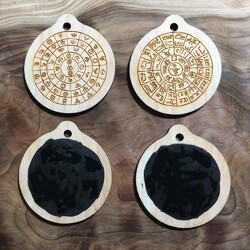 龍体文字＆フラワーオブライフ　(両面刻印)　パワーネックレス　（伊勢神宮ひのき製）