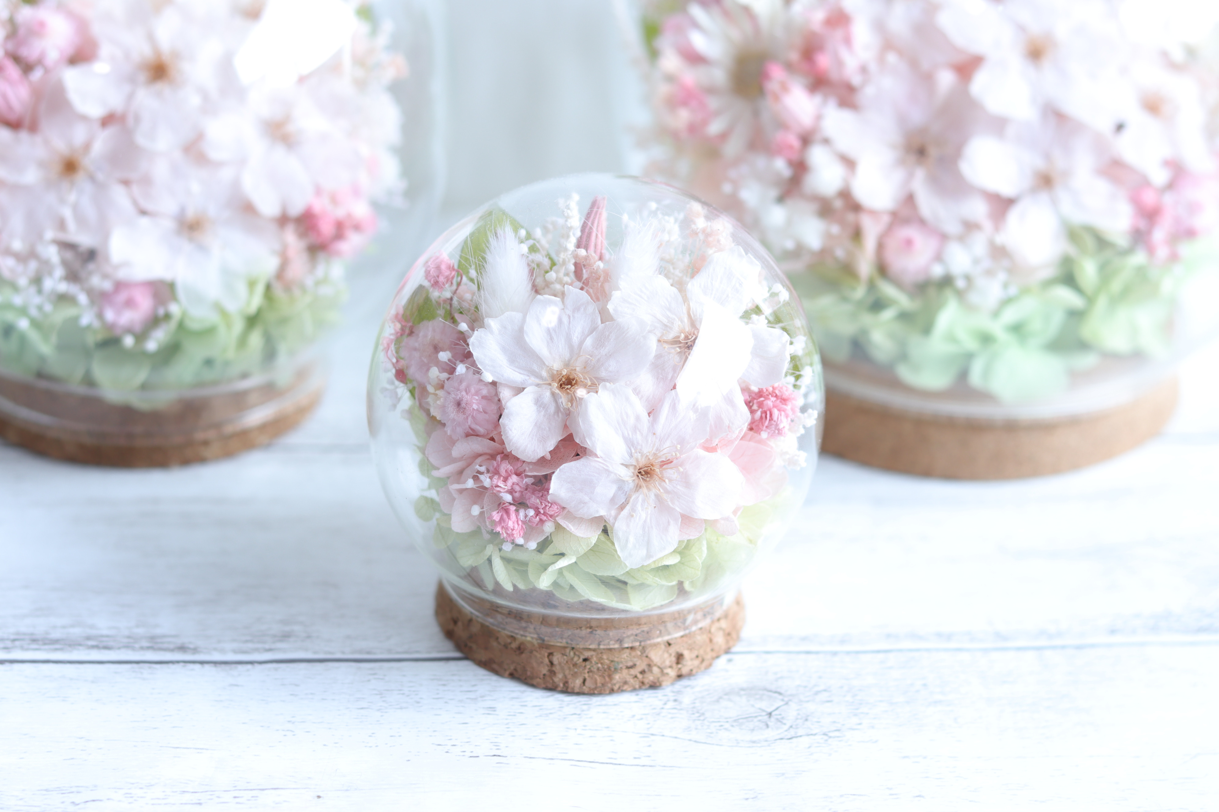 【受注製作】フラワーガラスドームぷちＳ“桜の花畑”＊プリザーブドフラワー＊誕生日・結婚・母の日