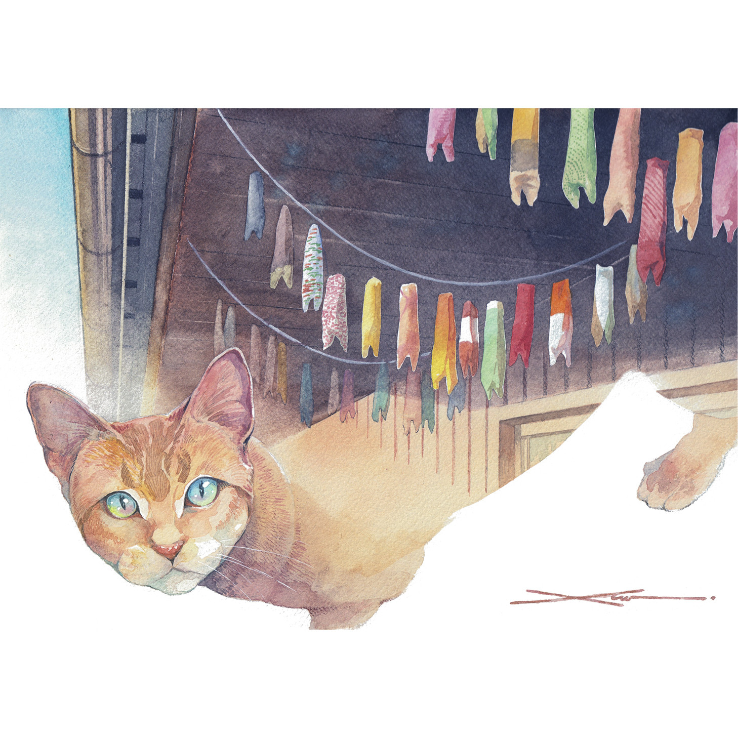 魅惑の揺れ_水彩原画_イラスト