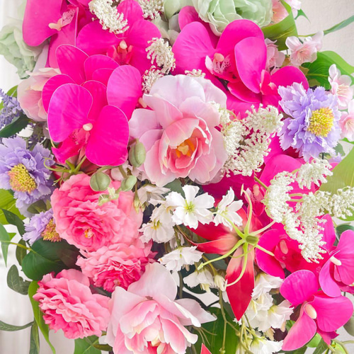 特大76cm 胡蝶蘭・チューリップ・桜が咲き誇る春の贅沢スワッグ 光触媒