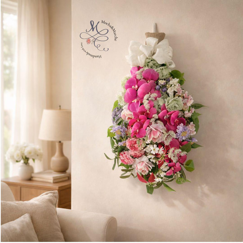 特大76cm 胡蝶蘭・チューリップ・桜が咲き誇る春の贅沢スワッグ 光触媒