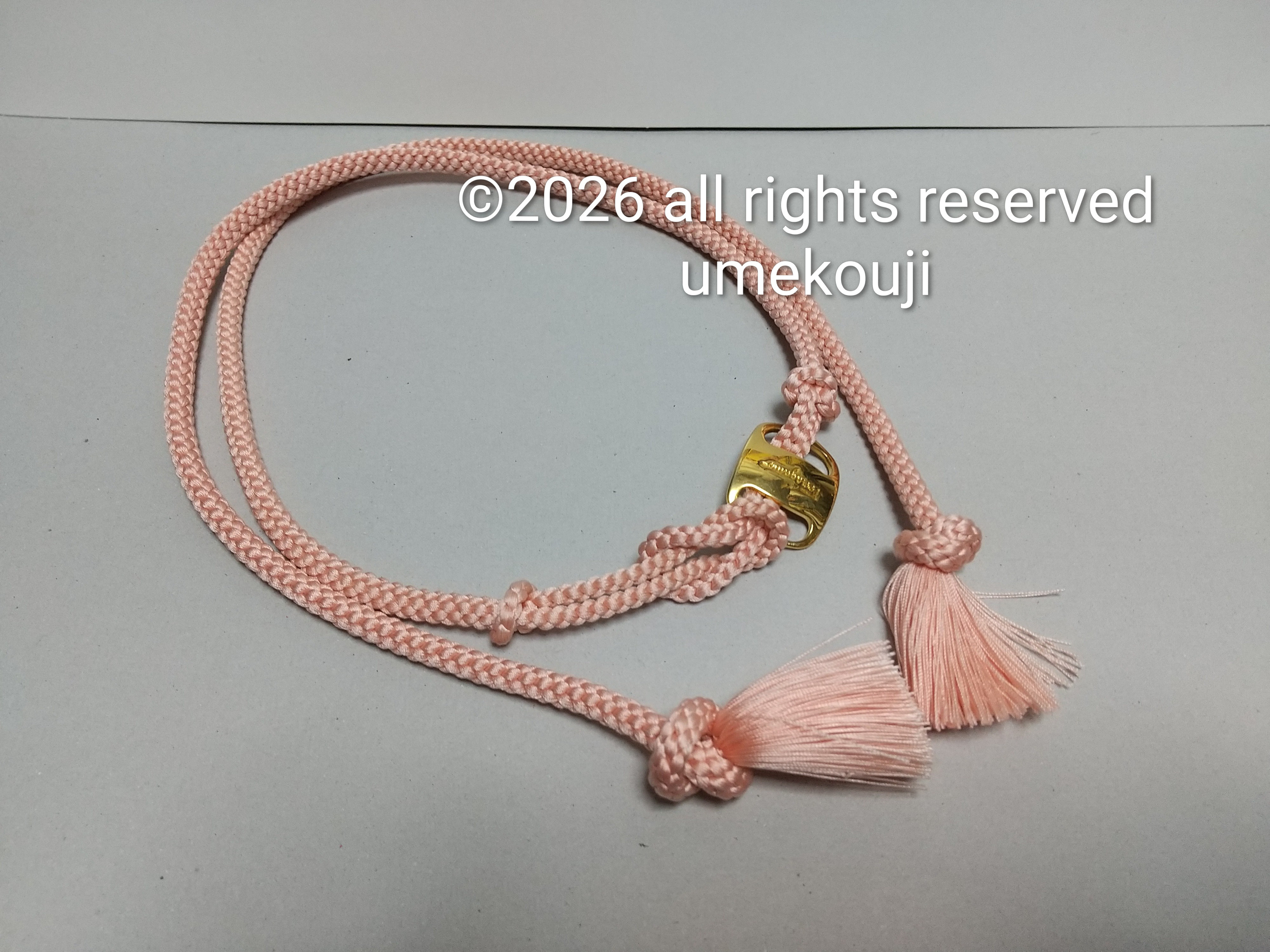 チョーカーの紐　フラミンゴ色/flamingo　88cm　No.82/100　手組み