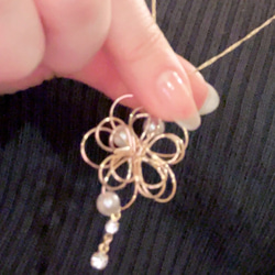 フラワーパール　ネックレス　ロング　スライドアジャスター　調整自由　卒業式　結婚 3枚目の画像