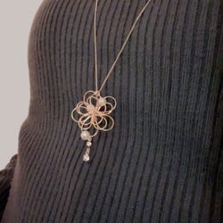 フラワーパール　ネックレス　ロング　スライドアジャスター　調整自由　卒業式　結婚 5枚目の画像