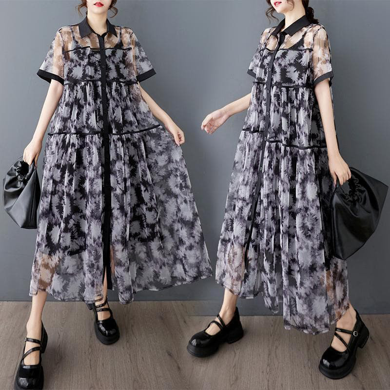 大きいサイズ シアー　ワンピース　シャツ　レディース 春夏　 新品 半袖