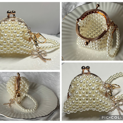 パール　ビーズ　がま口　小物入れ　小銭入れ　コインケース　ピルケース 2枚目の画像