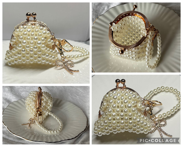 パール　ビーズ　がま口　小物入れ　小銭入れ　コインケース　ピルケース 2枚目の画像