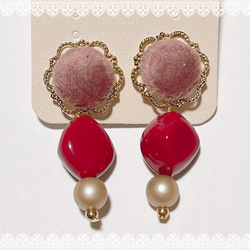 【送料無料】 春色 ふわふわ もこもこ イヤリング 8枚目の画像