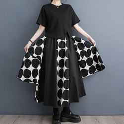 大きいサイズ レディース スカート　ロング　ドット　夏 秋 新品 2枚目の画像