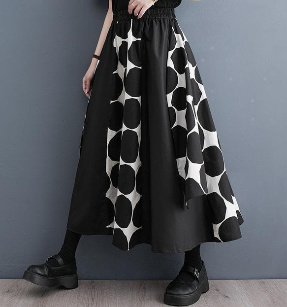 大きいサイズ レディース スカート　ロング　ドット　夏 秋 新品 5枚目の画像