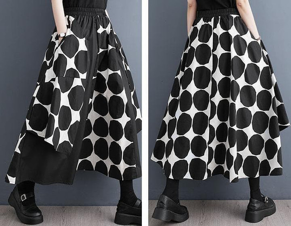 大きいサイズ レディース スカート　ロング　ドット　夏 秋 新品 6枚目の画像