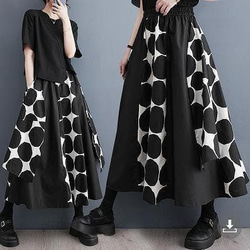 大きいサイズ レディース スカート　ロング　ドット　夏 秋 新品 1枚目の画像