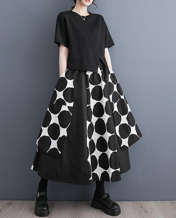 大きいサイズ レディース スカート　ロング　ドット　夏 秋 新品 4枚目の画像