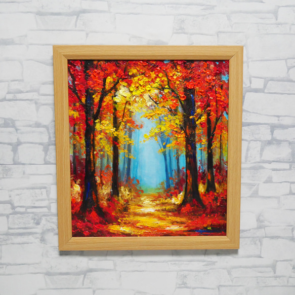 秋の贈り物｜油彩画　油絵「紅葉の回廊」壁掛け 絵画 インテリア アート　贈り物 19枚目の画像