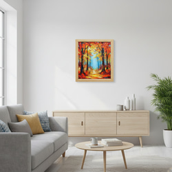 秋の贈り物｜油彩画　油絵「紅葉の回廊」壁掛け 絵画 インテリア アート　贈り物 7枚目の画像