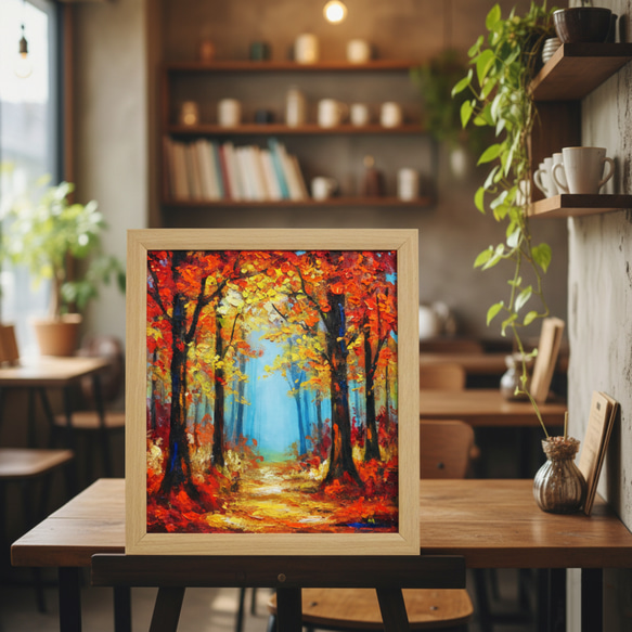 秋の贈り物｜油彩画　油絵「紅葉の回廊」壁掛け 絵画 インテリア アート　贈り物 6枚目の画像