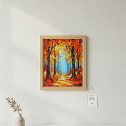 秋の贈り物｜油彩画　油絵「紅葉の回廊」壁掛け 絵画 インテリア アート　贈り物 9枚目の画像