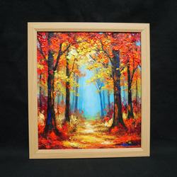秋の贈り物｜油彩画　油絵「紅葉の回廊」壁掛け 絵画 インテリア アート　贈り物 11枚目の画像