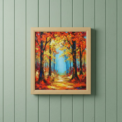 秋の贈り物｜油彩画　油絵「紅葉の回廊」壁掛け 絵画 インテリア アート　贈り物 8枚目の画像