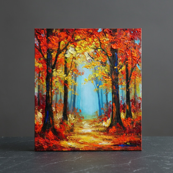 秋の贈り物｜油彩画　油絵「紅葉の回廊」壁掛け 絵画 インテリア アート　贈り物 10枚目の画像