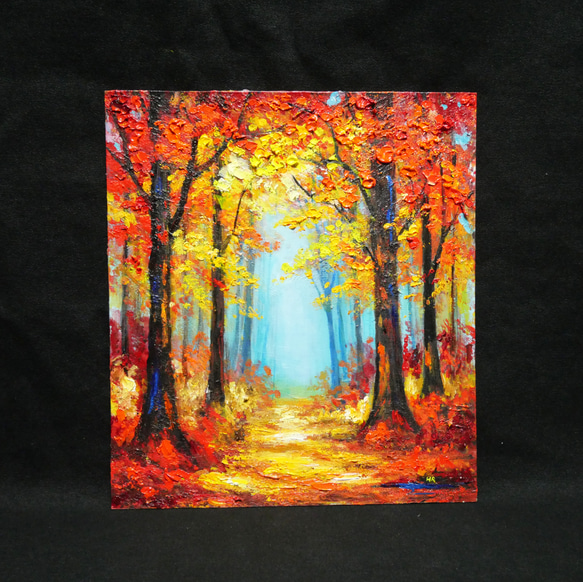 秋の贈り物｜油彩画　油絵「紅葉の回廊」壁掛け 絵画 インテリア アート　贈り物 18枚目の画像