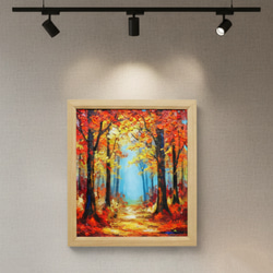 秋の贈り物｜油彩画　油絵「紅葉の回廊」壁掛け 絵画 インテリア アート　贈り物 2枚目の画像