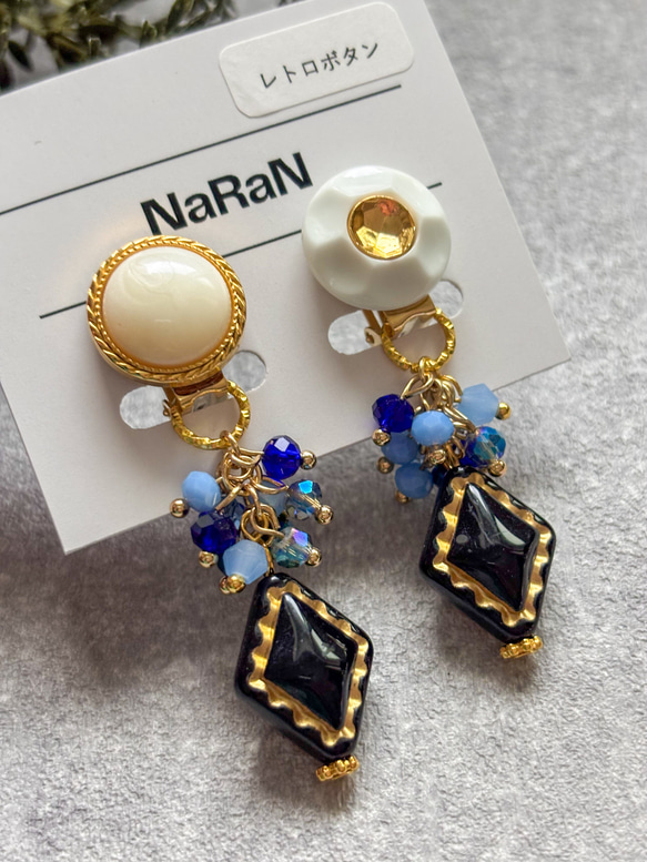 383≫レトロボタンのイヤリング 2枚目の画像