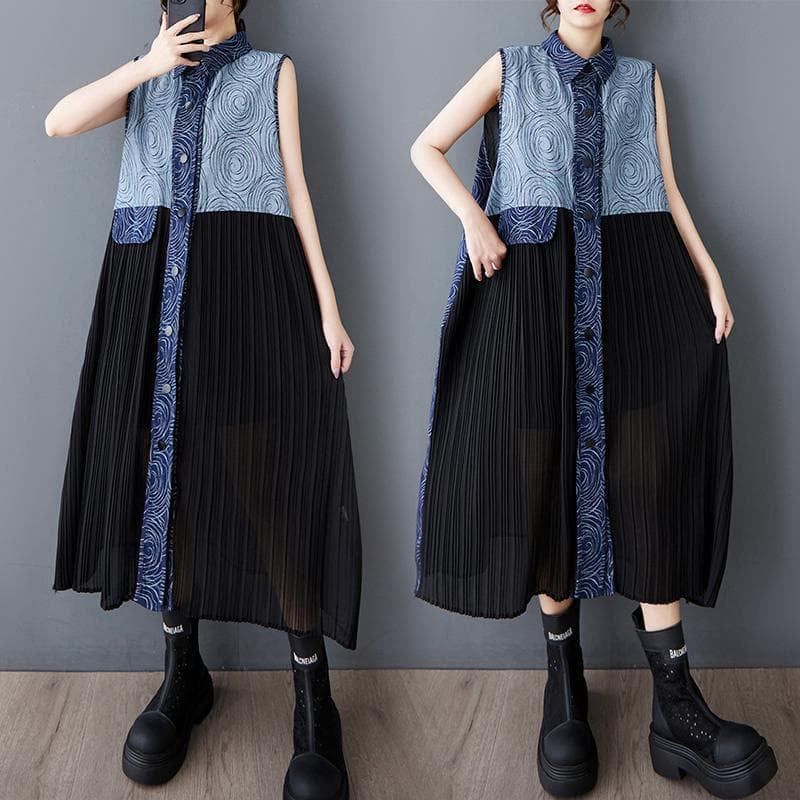 大きいサイズ プリーツ ワンピース　レディース 春夏　 新品 ノースリーブ