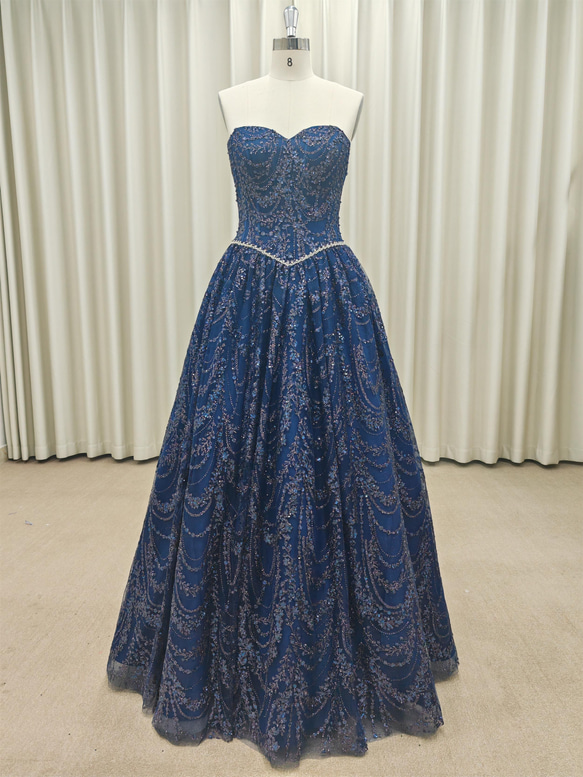 レース カラードレス｜サイズ・色変更可 ボリュームスカート ロングドレス 演奏会・舞台・前撮り 4枚目の画像