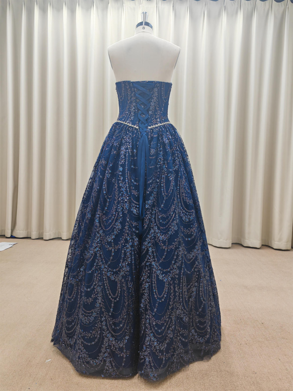 レース カラードレス｜サイズ・色変更可 ボリュームスカート ロングドレス 演奏会・舞台・前撮り 5枚目の画像