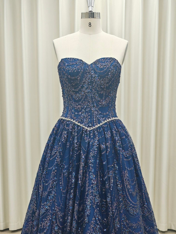 レース カラードレス｜サイズ・色変更可 ボリュームスカート ロングドレス 演奏会・舞台・前撮り 2枚目の画像