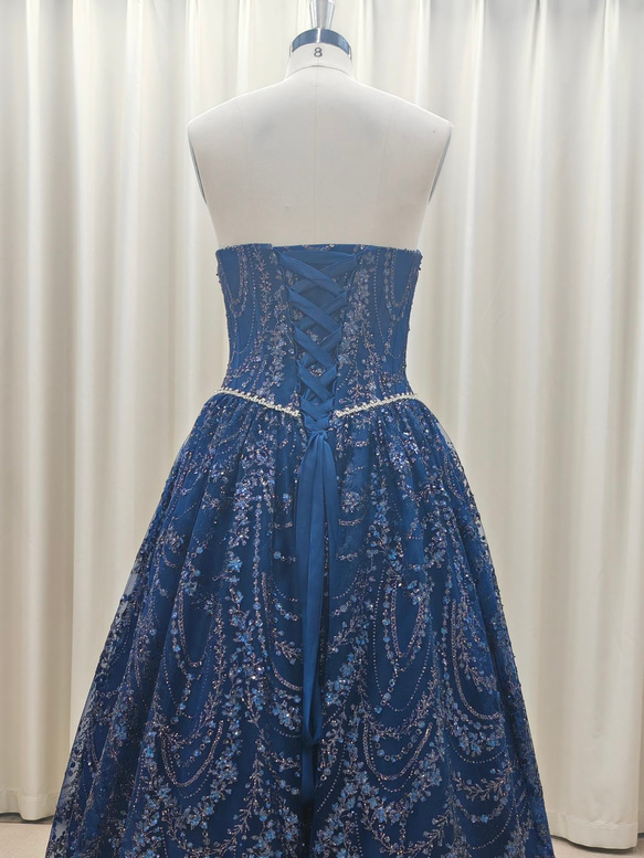 レース カラードレス｜サイズ・色変更可 ボリュームスカート ロングドレス 演奏会・舞台・前撮り 3枚目の画像