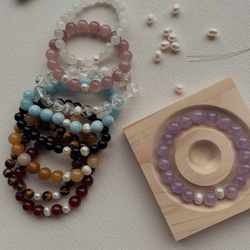 桜色　ローズクォーツ ブレスレット｜高品質10mm天然石×淡水パールクリスタルブレスレット｜北欧ミニマル 6枚目の画像