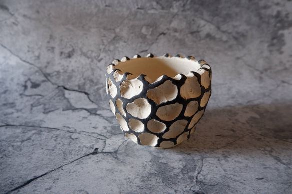 3.5号黒化粧砂岩鉢418　塊根植物　多肉植物　アガベ　盆栽　植木鉢　作家鉢　鉢台　沖縄 1枚目の画像