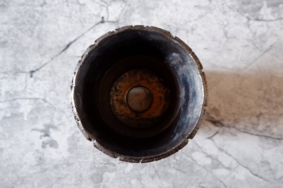 4.5号燻し金彩掛分け裂紋鉢419　塊根植物　多肉植物　アガベ　盆栽　植木鉢　作家鉢　鉢台　沖縄 5枚目の画像