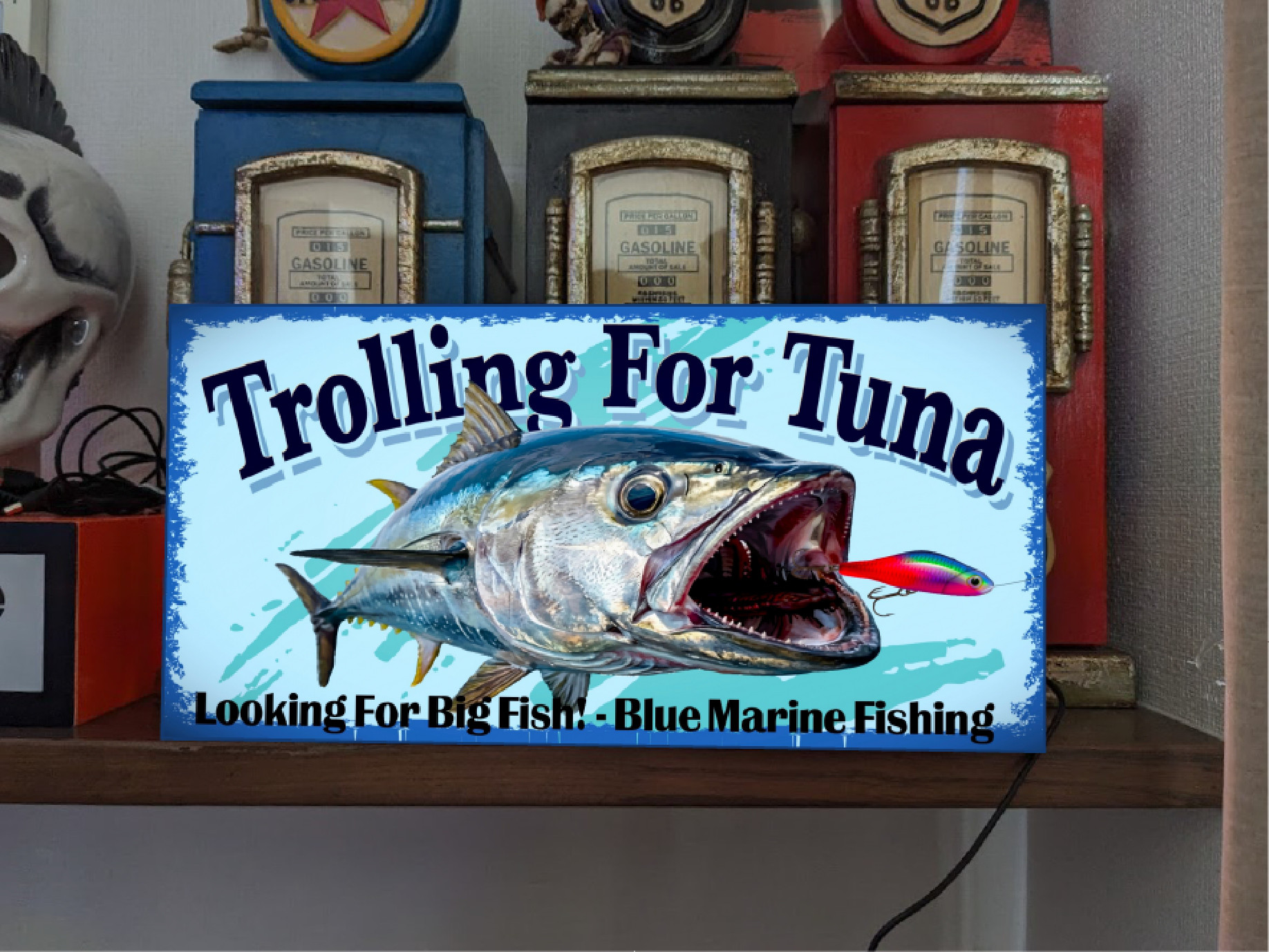 マグロ まぐろ カジキ ゲームフィッシング 釣り 店舗 自宅 ガレージ 照明 ランプ 看板 置物 雑貨 ライトBOX