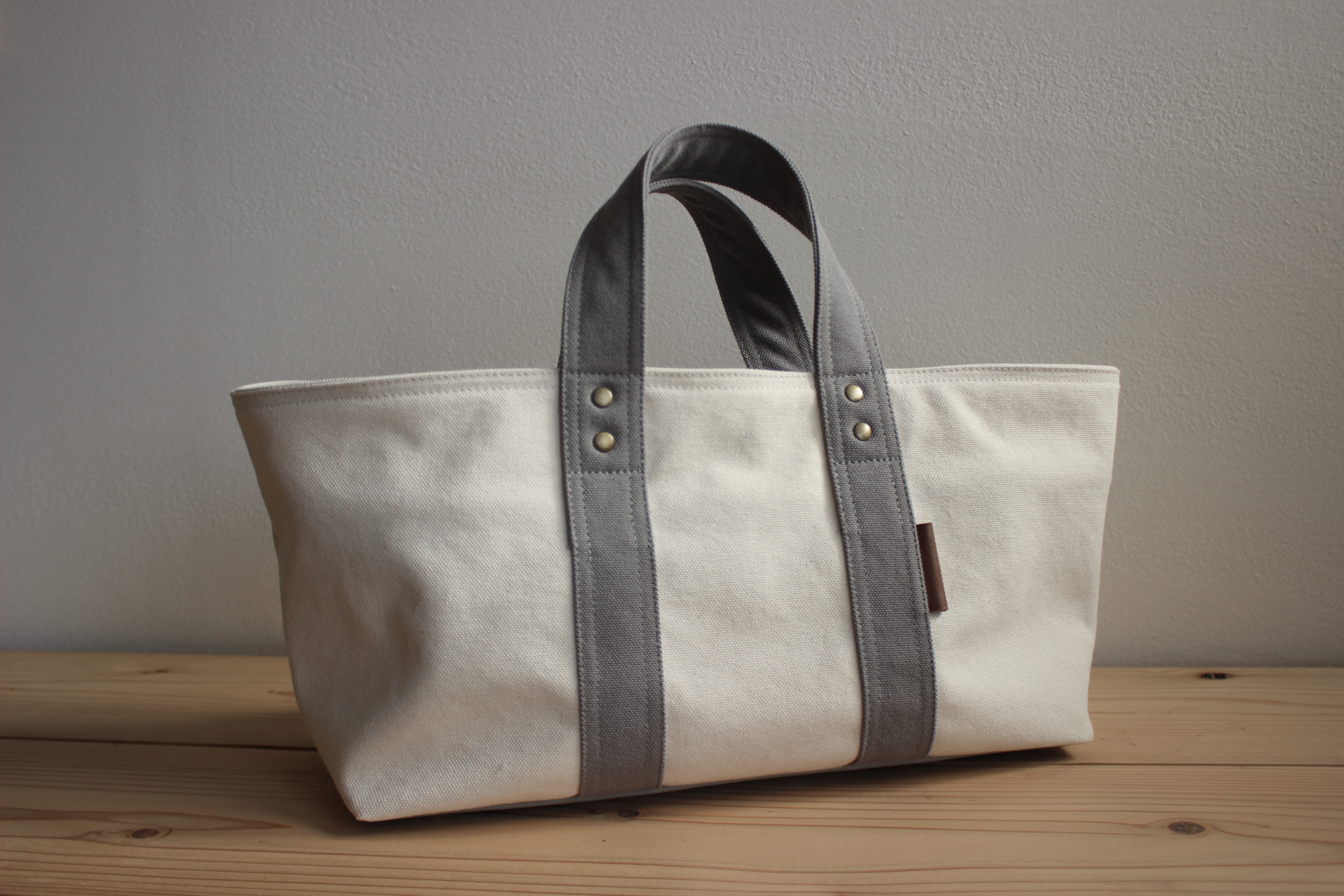 （canvas picnic bag）富士金梅ヴィンテージ8号帆布 light gray×kinari