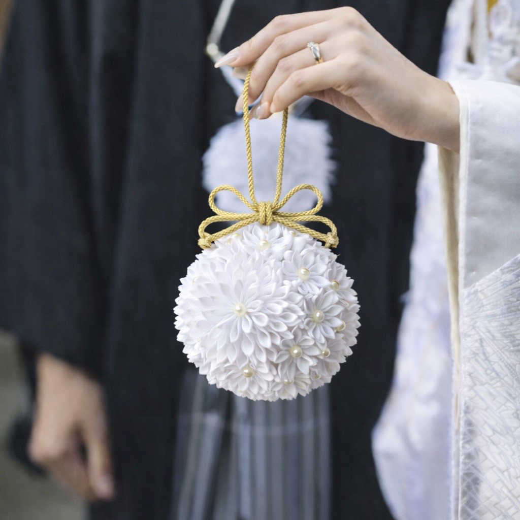 和装ボールブーケ　手毬ブーケ　和装　白無垢　ブーケ　和装ブーケ　振袖