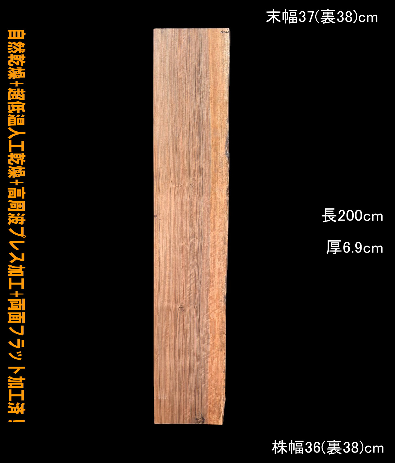 ニューギニアウォールナット　Ｃ254-22　片耳　一枚板　乾燥材　テレビボード　DIY　天板　◆全国都道府県送料無料