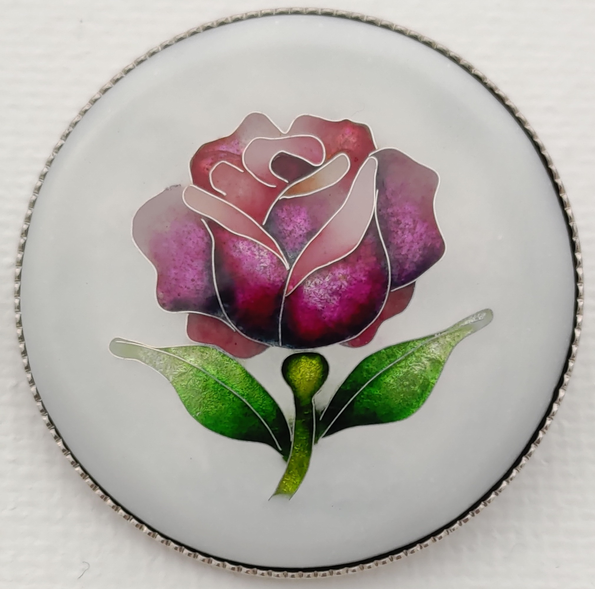 七宝焼きブローチ 【一輪の薔薇】