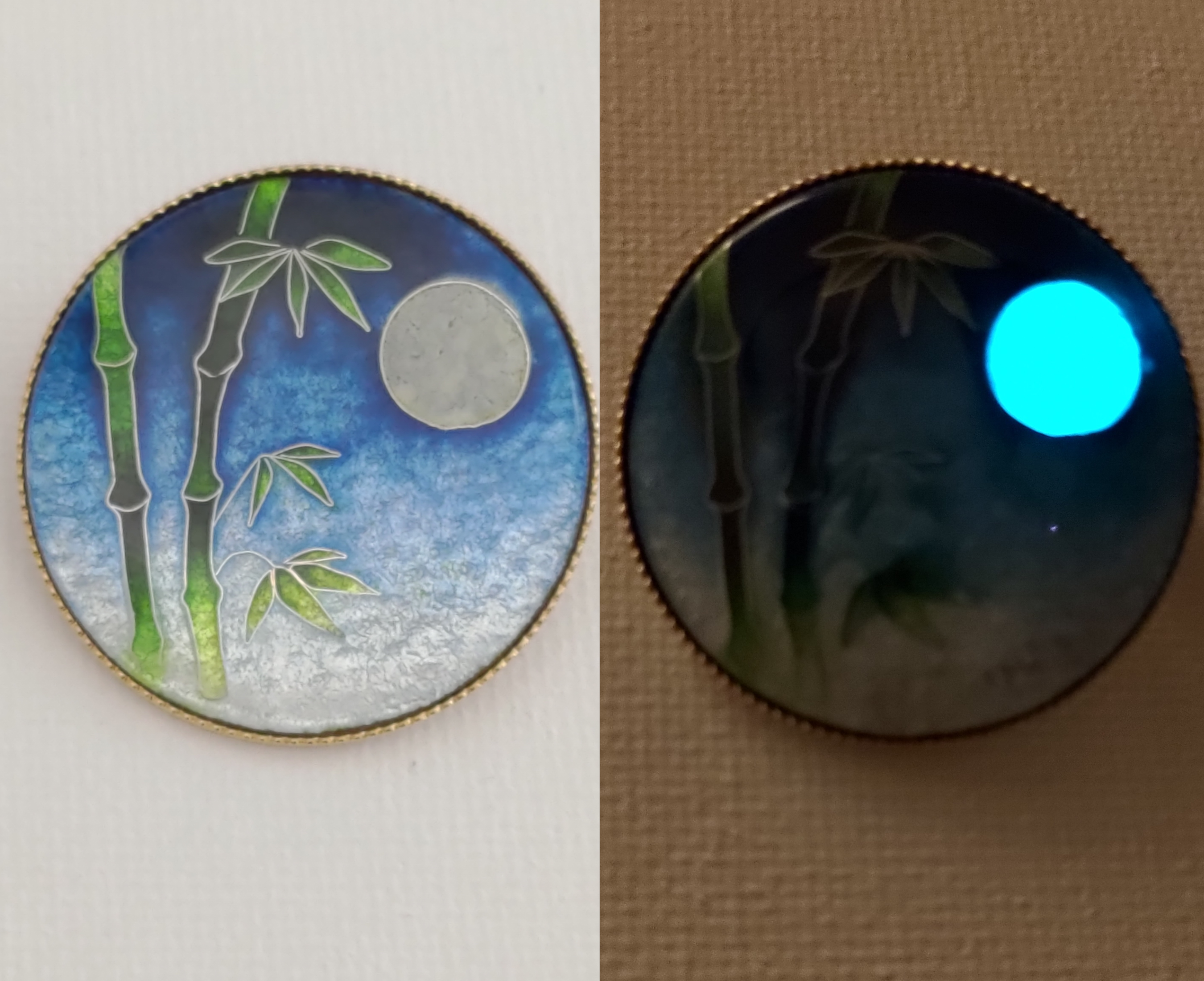 七宝焼きブローチ 【竹林から覗く満月】