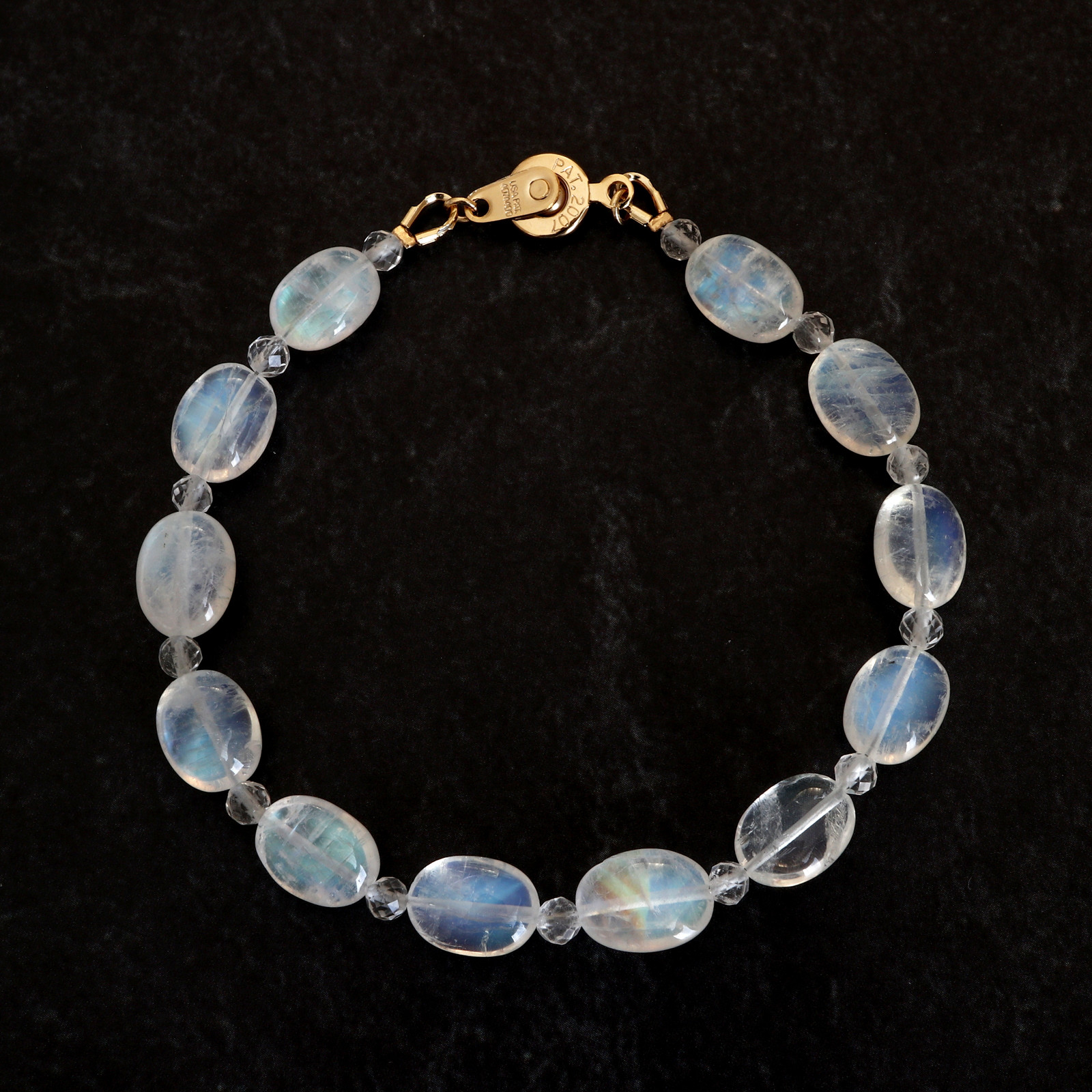レインボームーンストーン 1連 ニューホック ブレスレット Ⅰ *天然石