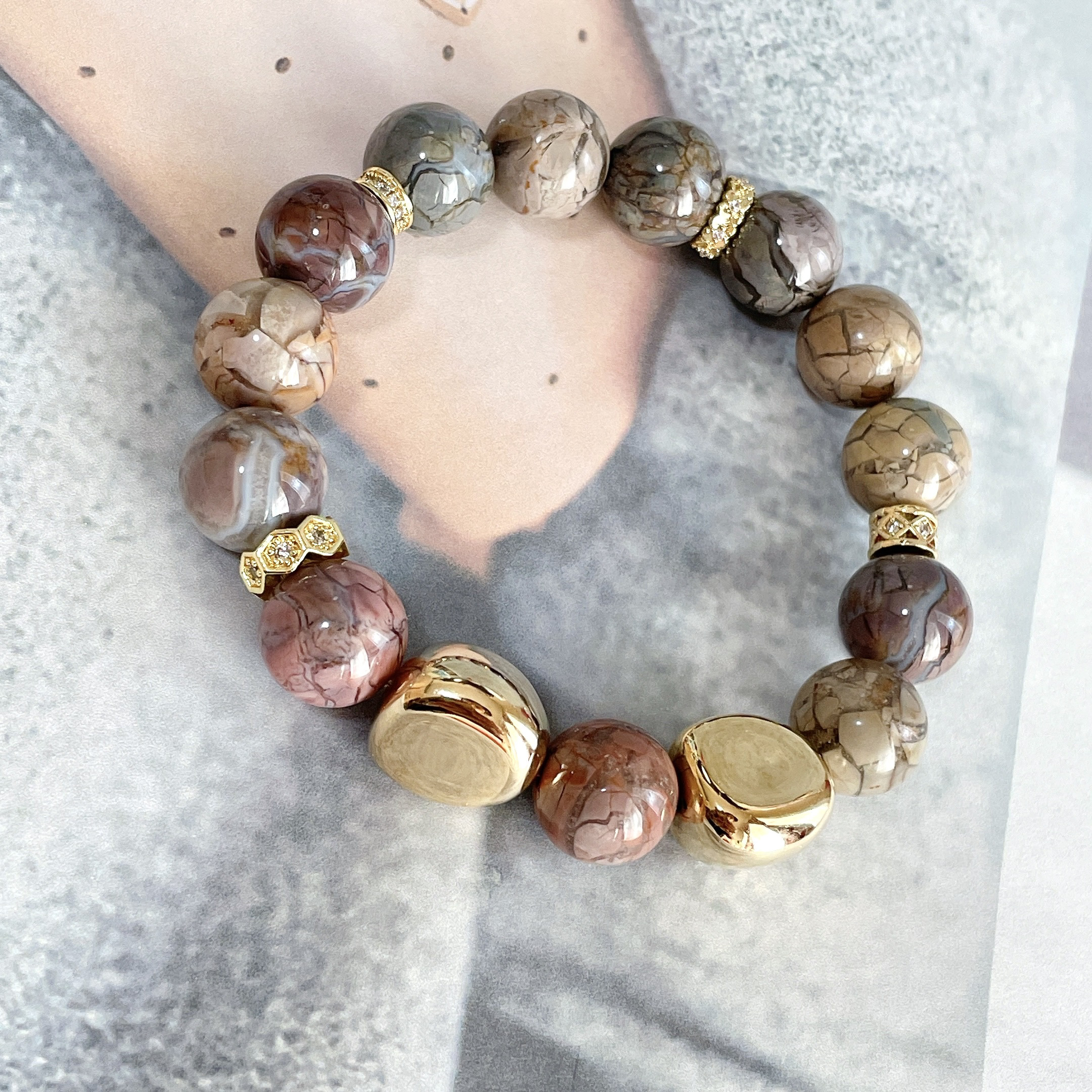 亀甲アラシャンアゲート　アラシャンメノウ　天然石ブレスレット