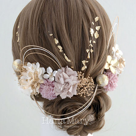 袴　卒業式髪飾り　成人式 髪飾り 卒業式　ヘアアクセ　七五三　くすみピンク　ヘア飾り